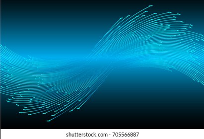 abstract curve wave blue cyber high tech circuit board, rotate spiral