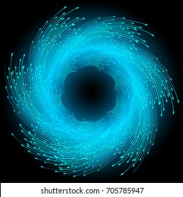 abstract curve wave blue cyber high tech circuit board, Circle, rotate spiral