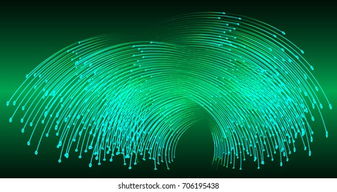 abstract curve wave green cyber high tech circuit board vector, rotate spiral