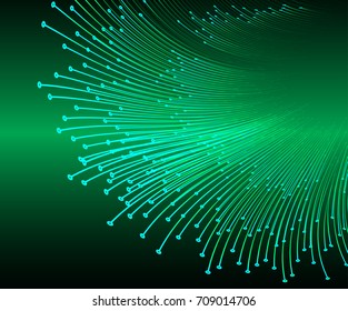 abstract curve wave green cyber high tech circuit board, rotate spiral