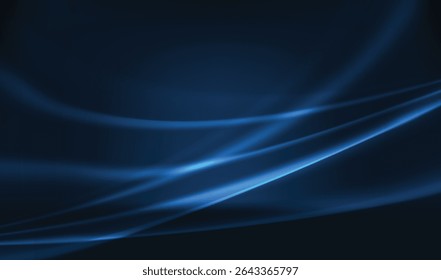 Curva abstrata e onda sobre fundo azul marinho