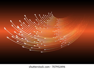 abstract curve wave orange cyber high tech circuit board vector, rotate spiral