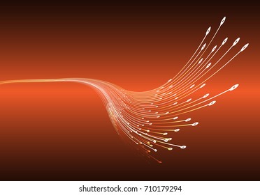 abstract curve wave orange cyber high tech circuit board vector, rotate spiral