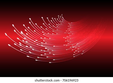 abstract curve wave red cyber high tech circuit board vector, rotate spiral