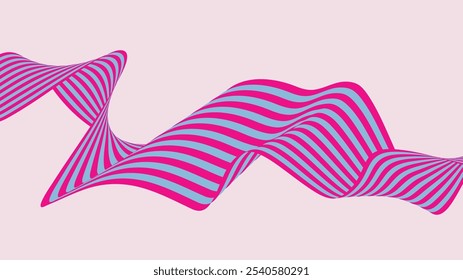 Linhas de faixa de onda de curva abstrata , Arte de onda de linha 3D dinâmica, Arte de linha com ilusão óptica 