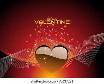 abstract curve wave, twinkle star background with isolated heart