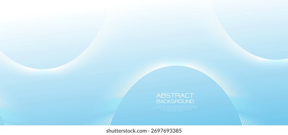 Linhas brancas de curva abstrata com um efeito de luz brilhante em um fundo azul. Design moderno de ilustração vetorial