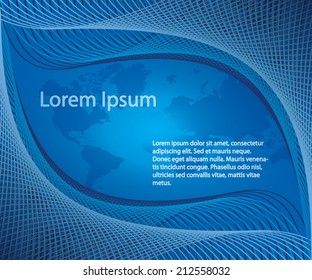 Abstract curve with world map, Vector, EPS10