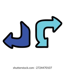Abstract Curved Arrow Direction Icon Illustration