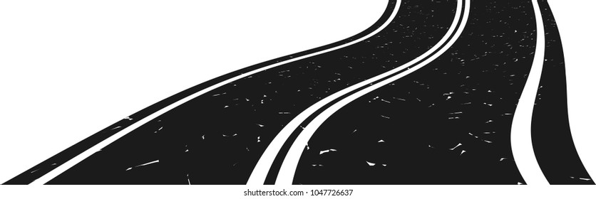 Abstract curved asphalt road going to the distance. Vector illustration