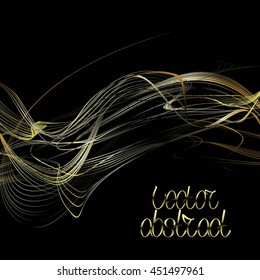 Abstract Curved Background. Golden Lines and Beige Waves. Vector Illustration