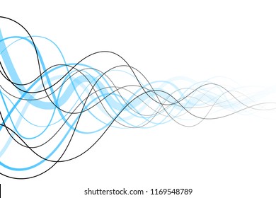 Abstract curved blue and black lines background