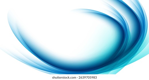 Abstract curved blue lines brush stroke on white background.