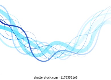 Abstract curved blue lines on a white background