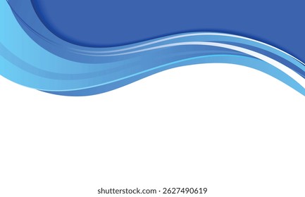 Abstract curved blue wave modern background