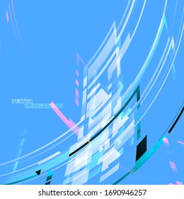 Abstract curved colors geometry motion on a blue vector wallpaper backgrounds