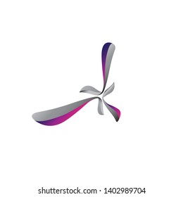 Abstract curved design element, creative windrose ribbon icon, three-dimensional modern vector