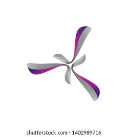 Abstract curved design element, creative windrose ribbon icon, three-dimensional modern vector
