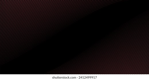 Resumen curvo diagonal de fondo rayado. Vector curvado inclinado, trama de líneas onduladas. Un nuevo estilo para las líneas de diseño de su negocio que agitan el fondo negro y rojo