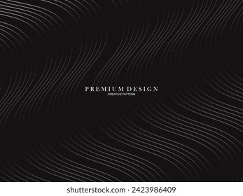  Abstract curved Diagonal Striped black Background. Vector slanted curved, waving lines pattern. New style for business design with dark colors.