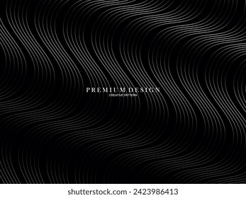  Abstract curved Diagonal Striped black Background. Vector slanted curved, waving lines pattern. New style for business design with dark colors.