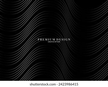  Abstract curved Diagonal Striped black Background. Vector slanted curved, waving lines pattern. New style for business design with dark colors.