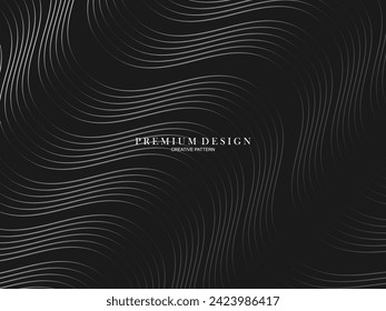  Resumen curvo diagonal rayado fondo negro. Vector inclinado curvo, trama de líneas onduladas. Nuevo estilo para el diseño de negocios con colores oscuros.