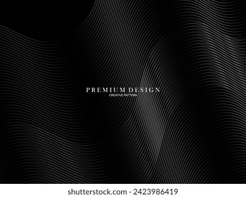  Abstract curved Diagonal Striped black Background. Vector slanted curved, waving lines pattern. New style for business design with dark colors.
