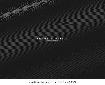  Abstract curved Diagonal Striped black Background. Vector slanted curved, waving lines pattern. New style for business design with dark colors.