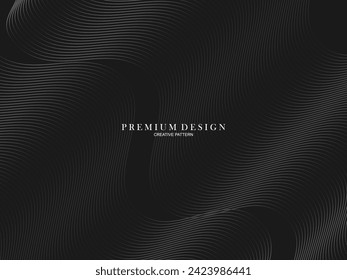  Abstract curved Diagonal Striped black Background. Vector slanted curved, waving lines pattern. New style for business design with dark colors.
