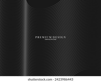  Abstract curved Diagonal Striped black Background. Vector slanted curved, waving lines pattern. New style for business design with dark colors.