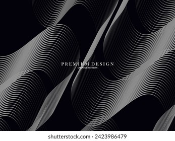  Abstract curved Diagonal Striped black Background. Vector slanted curved, waving lines pattern. New style for business design with dark colors.