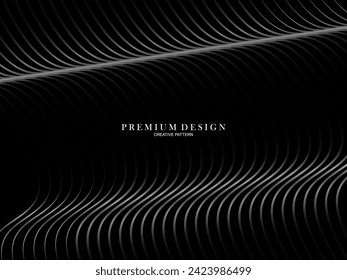  Abstract curved Diagonal Striped black Background. Vector slanted curved, waving lines pattern. New style for business design with dark colors.