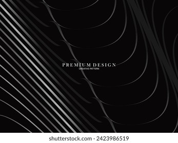  Abstract curved Diagonal Striped black Background. Vector slanted curved, waving lines pattern. New style for business design with dark colors.