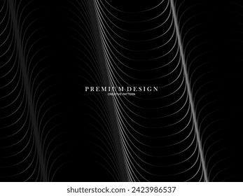  Abstract curved Diagonal Striped black Background. Vector slanted curved, waving lines pattern. New style for business design with dark colors.