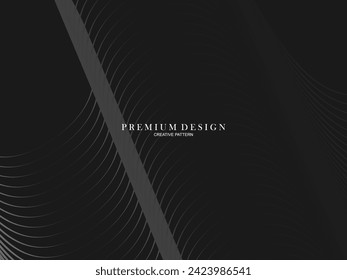  Resumen curvo diagonal rayado fondo negro. Vector inclinado curvo, trama de líneas onduladas. Nuevo estilo para el diseño de negocios con colores oscuros.
