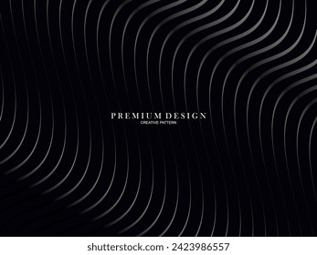  Abstract curved Diagonal Striped black Background. Vector slanted curved, waving lines pattern. New style for business design with dark colors.