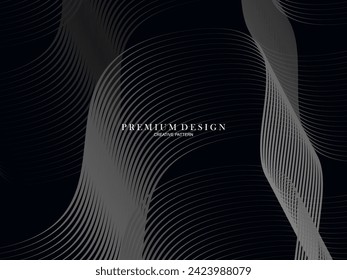  Abstract curved Diagonal Striped black Background. Vector slanted curved, waving lines pattern. New style for business design with dark colors.