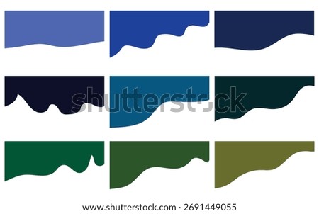 Abstract Curved Divider Shapes for Web Design – Modern Wave, Drop, and Gradient Banner Elements