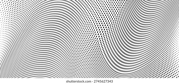 Abstract curved dot grid forming illusionary 3D surface.