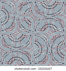 Abstract curved dot stroke textured background. Seamless pattern. Vector.