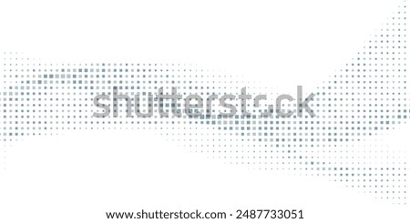 Abstract curved dotted line by squares with halftone effect. Vector graphic pattern