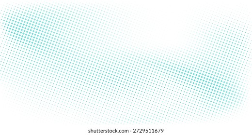 Superfície curva pontilhada abstrata com efeito de meio-tom por quadrados pequenos azuis e turquesa. Padrão de gráfico vetorial