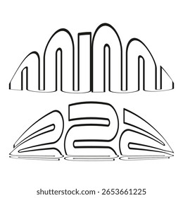 Abstract curved forms. Rounded shape elements. Unique Vector graphic. Black white lines. EPS 10.