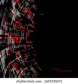 Abstrakte gebogene Geometrie-Motion-Szene auf schwarzen Vektorillustration-Hintergrundbildern
