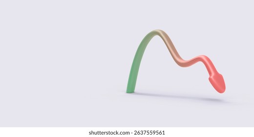 Abstract Curved Gradient Arrow on Light Background, Symbolizing Trend, Direction, or Decline. Ideal for Infographics, Editorials, or UI Design. Minimal Art Element. Vector Illustration.
