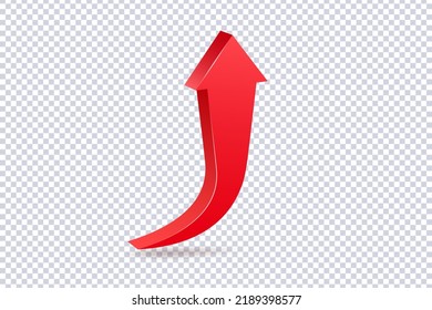 Abstrakter, kurviger grüner Pfeil. Kreative Konzeptdiagramme für Marktbewegungen, Infografiken. Grüner Pfeil des Trends auf transparent. Börsennachrichtenimpulse. Realistisches 3D-Vektordesign