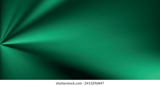 Abstract curved green shape on green background with lighting effects