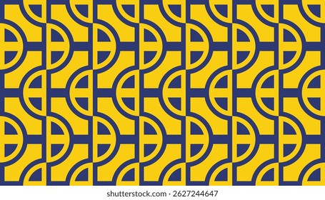 Abstract Curved Grid Pattern – Bold Yellow and Blue Background