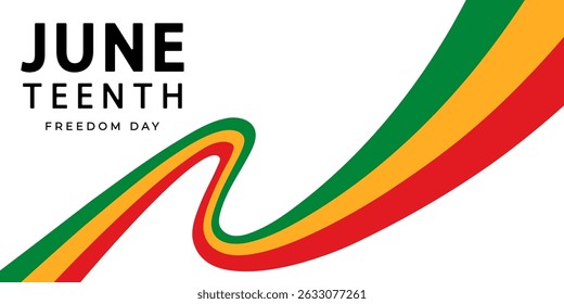 Abstract curved Juneteenth ribbon isolated on a transparent background. Juneteenth banner. June 19. African American history and heritage. Vector illustration